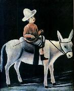 A Little Boy Riding a Donkey